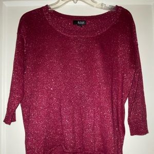 Raspberry/Gold thread A.N.A. Sweater, petite.